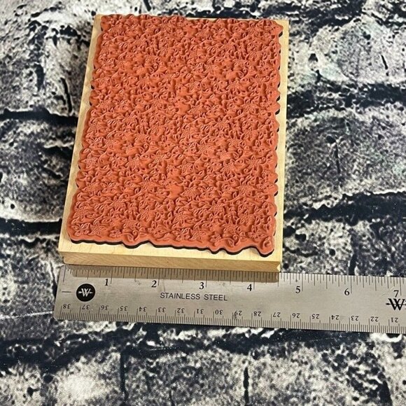 inkadinkado Rubber Stamp Wood Block floral background butterfly - Picture 6 of 7